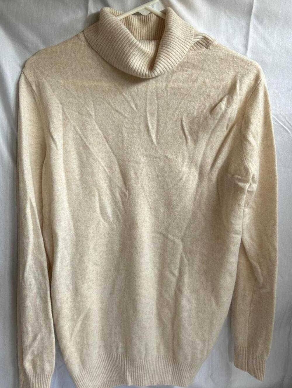 Womens Turtleneck Sweater, Oatmeal Cream, Size XL